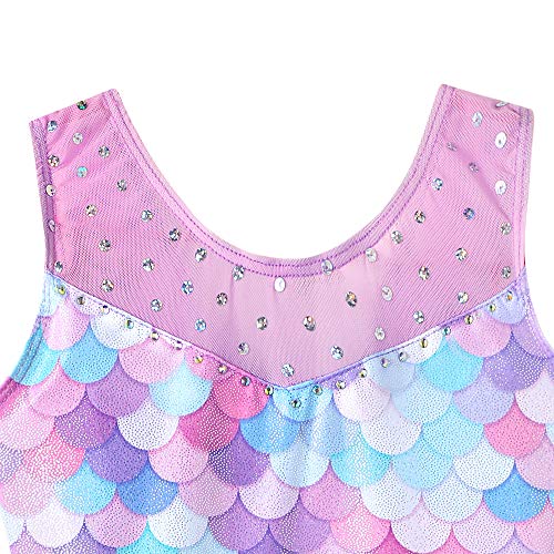 Girls' Gymnastics Leotard - Shiny Rainbow Unicorn Design