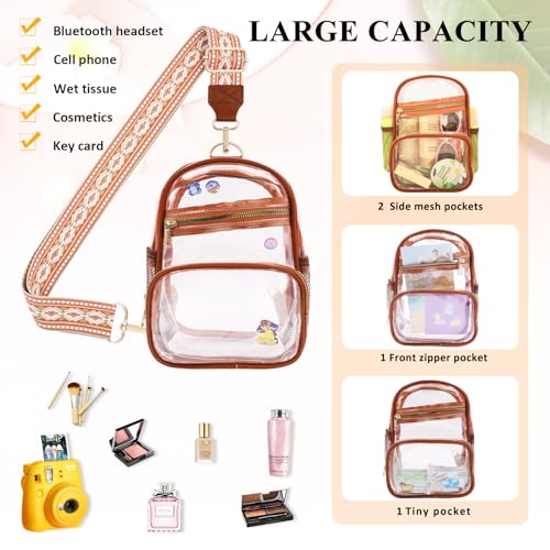 Clear Bag with Water Bottle Holder - Stadium Approved - Brown-C