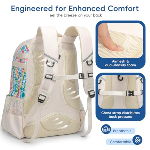 KAVIGOR Beige Baseball Bag for Youth - Large Capacity Softball Backpack with Shoe Compartment & Bat Holders