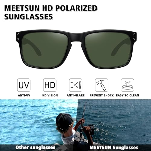 MEETSUN 3-Pack Polarized Sports Sunglasses for Men & Women - Black, Blue, Green Lenses, 56mm