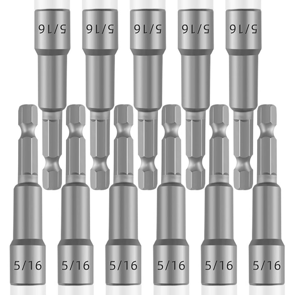 HouseUp 11PCS 5/16 Nut Driver Set for Impact Drill - Ultra Magnetic, Standard British Impact Driver Bits, 2.5 Inches (65mm), Different From 8mm