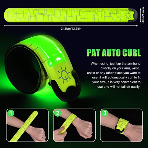 LED Armbands - Rechargeable High Visibility Reflective Lights, 2 Pack - Green