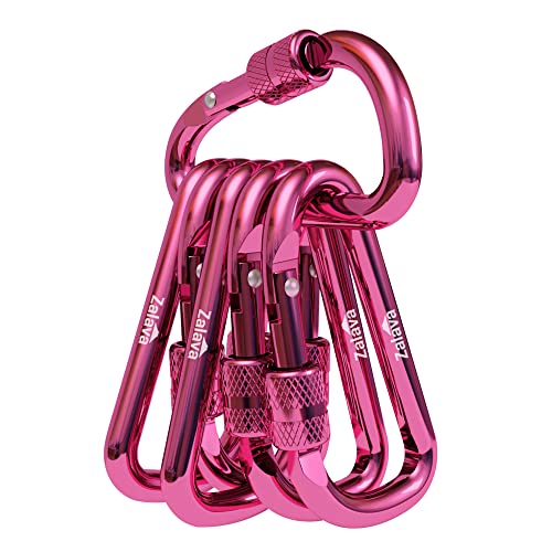 2-Inch Aluminum Carabiner Keychain - 6PCS Berry Pink