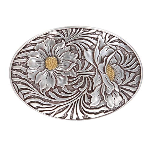 Oval Sunflower Engraved Belt Buckle - Stylish Design