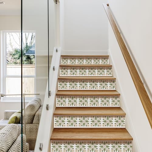 AMAZINGWALL Home Kitchen Backsplash Tile Squares Maile Leaf & Pikake Lei Peel and Stick Waterproof Bathroom Countertop Self Adhesive Decoration Mural Wall Sticker 4x4/pcs 24PCS