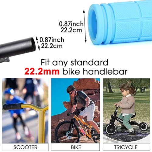 Soft TPR Bike Handlebar Grips - 132mm MTB Bicycle Grips - 22.2mm - Blue