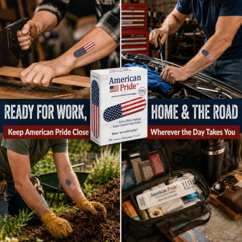 American Pride Adhesive Bandages - Vintage American Flag, 24 Ct
