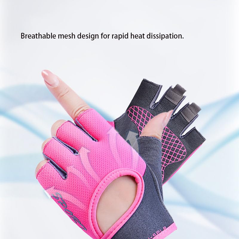 Breathable Workout Gloves - Weight Lifting & Cycling - Pink Medium