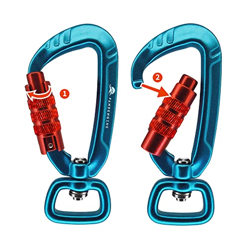 4 Pack Auto Locking Carabiner Clips 2.5 Inch Heavy Duty Aluminum 4.5KN 1011lbs with Swivel for Pets, Keys, Backpack