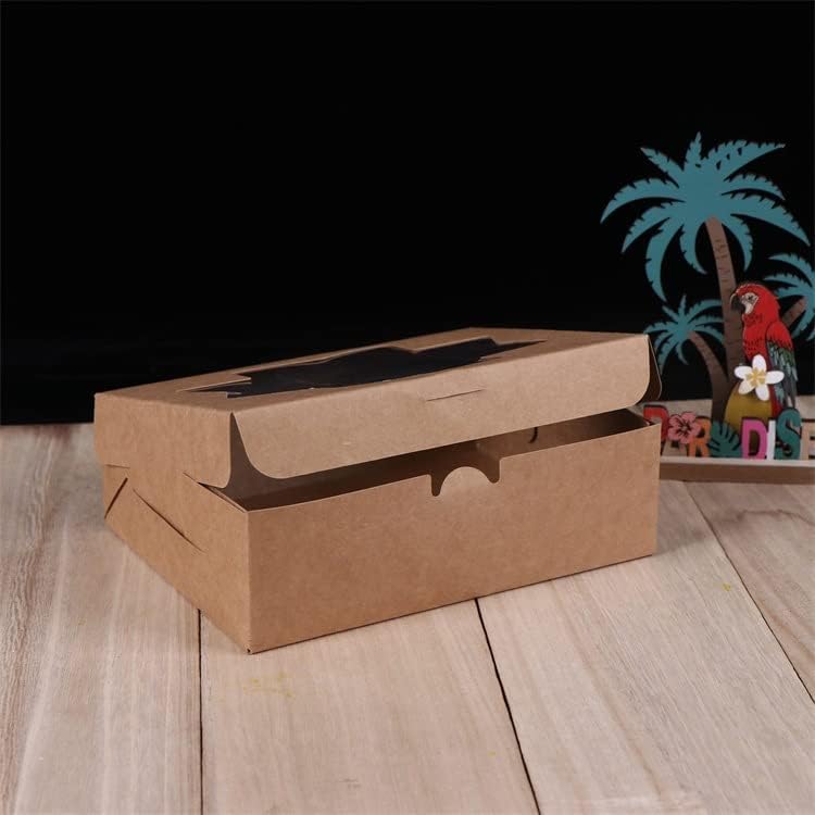 Wei Long Cookie Boxes - 20 Pcs Bakery Treat Boxes with Window - 8x6x2.5 Inches, 3 Styles for Muffins & Donuts