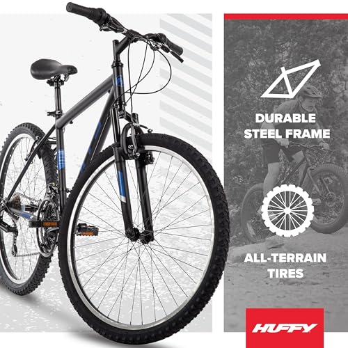 Mountain Bike - 26 Inch Matte Black, 21-Speed, Front Suspension