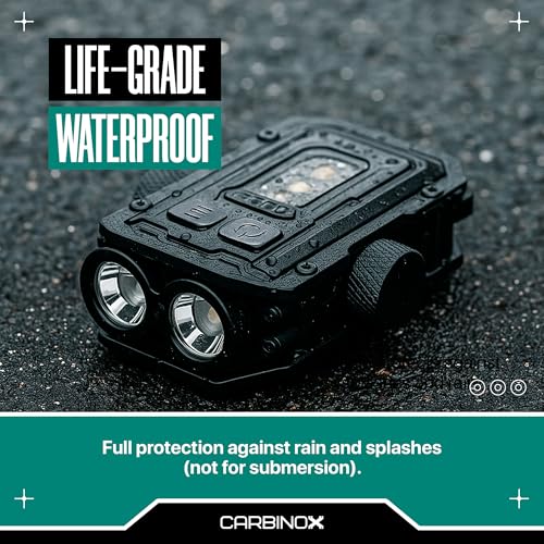 CARBINOX Rechargeable LED Mini Flashlight with COB Light & Red-Blue Warning