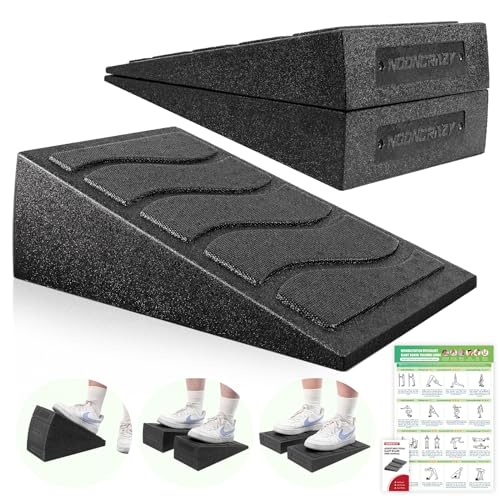 Squat Wedge Block for Calf Stretching - 5 Adjustable Angles, Classic & Black