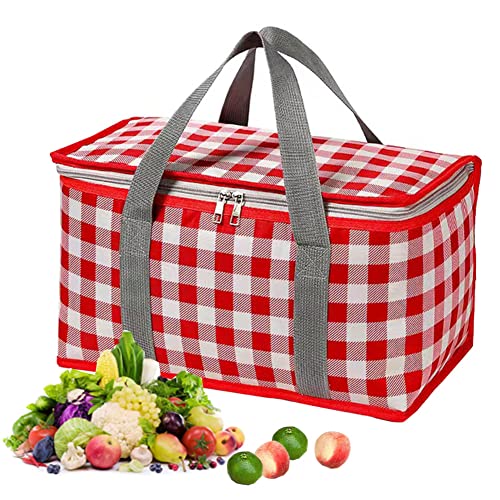 Insulated Picnic Cooler Bag - Keeps Hot & Cold - Red