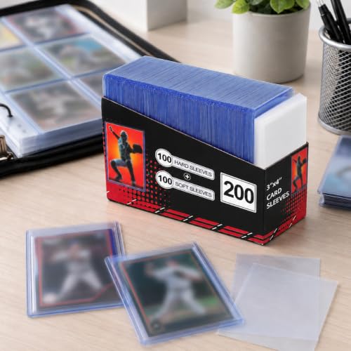 400 Card Sleeves Bulk Pack - 200 Hard & 200 Soft Protectors