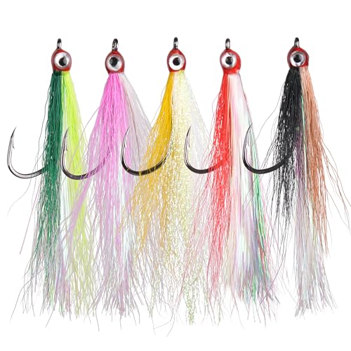 Clouser Minnow Fly Fishing Flies Bucktail Teasers 5 Colors, Mixed Color-5pcs