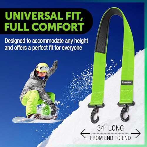 Ski & Snowboard Boot Carrier Straps - Green Anti-Slip Sling