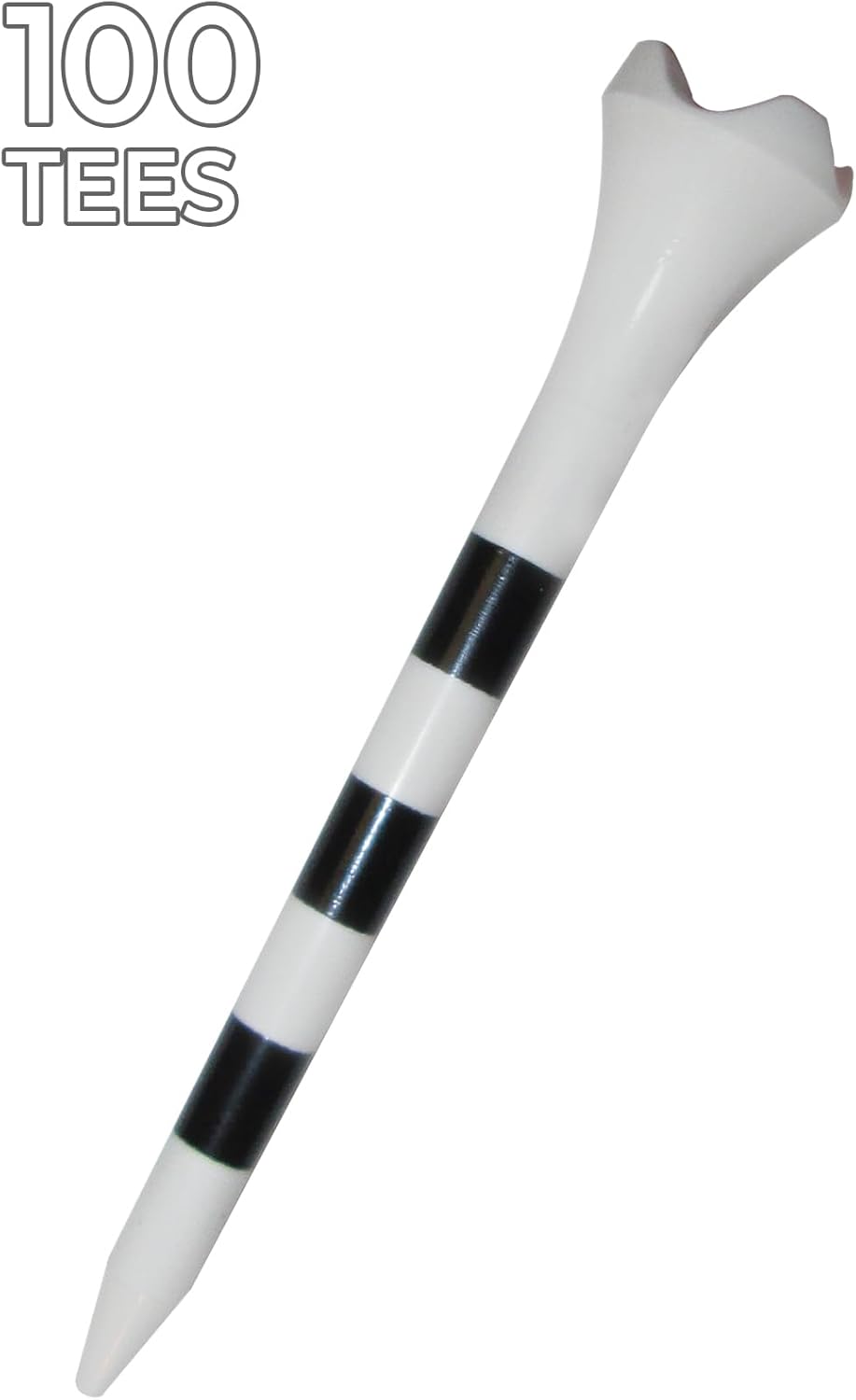 Pride Golf Tee Performance Plastic Golf Tees - 100 Count, 2-3/4 Inch - Striped White for Consistent Play