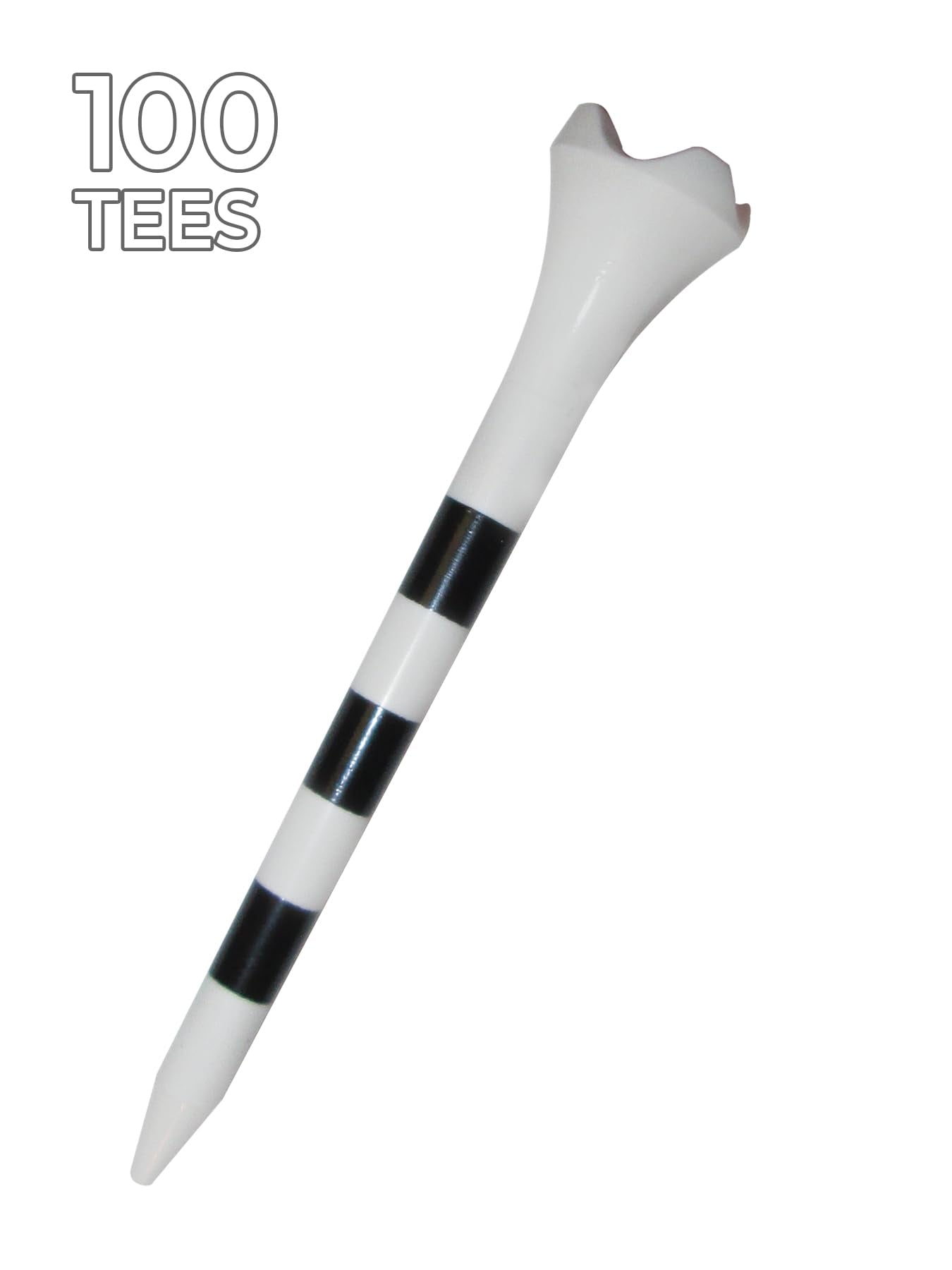 Pride Golf Tee Performance Plastic Golf Tees - 100 Count, 2-3/4 Inch - White - Striped for Consistency