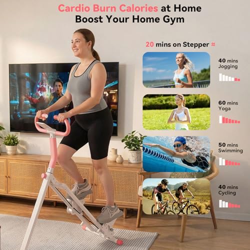Folding Vertical Stair Stepper Machine - Pink | Full Body Workout