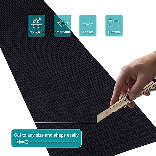 HJdeck EVA Boat Flooring 47.2"x11.8" Self-Adhesive Non-Slip Decking Sheet Black