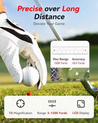 Golf Range Finder - 1200 Yards, 7X Magnification, Slope Tech