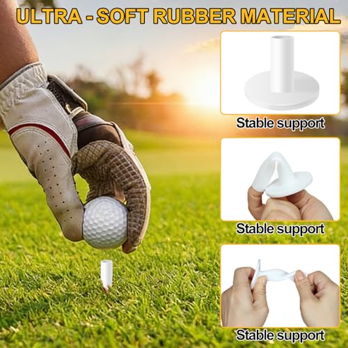 Durable Rubber Golf Tees - 8 Pack Mixed Sizes for Practice