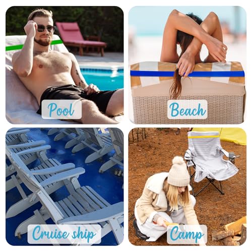 Towel Bands for Beach & Cruise Chairs - 6 Pack in 6 Colors