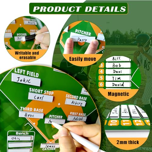 Baseball Lineup Magnets - 40 Pcs Magnetic Coaching Board Set