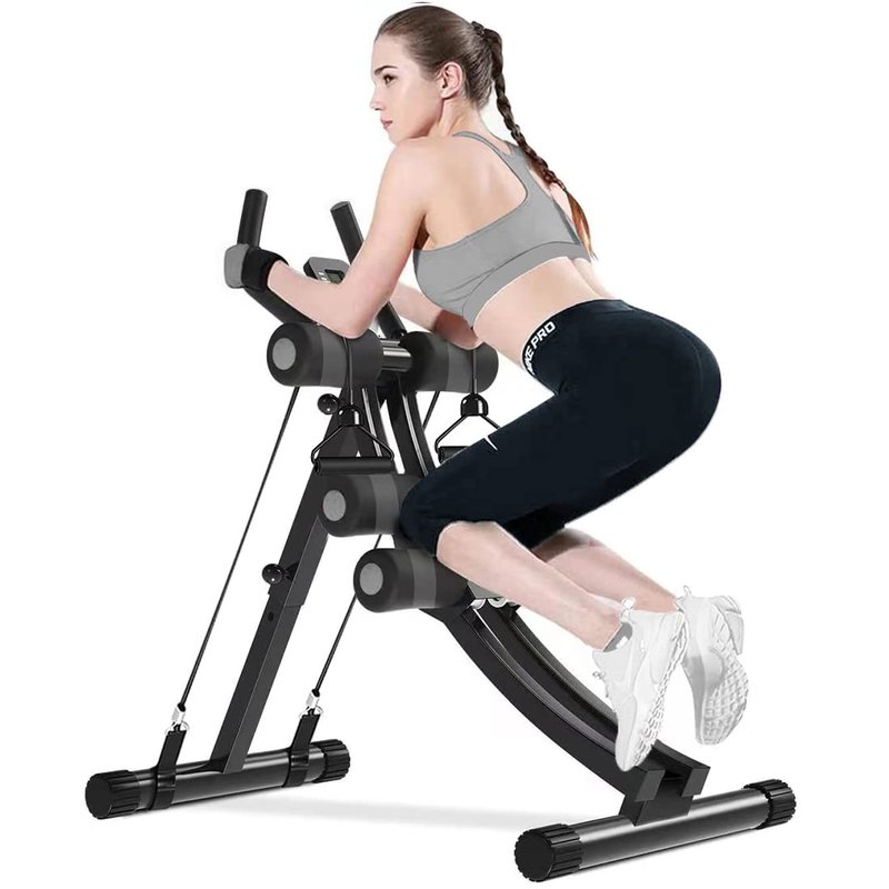 WINBOX AB Workout Equipment, Height Adjustable Ab Machine for Abdominal Exercise and Strength Training, Home Gym Machine With Resistance Bands（Grey）