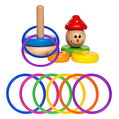 24 Pack Plastic Ring Toss Game for Kids & Adults, Carnival & Backyard Fun