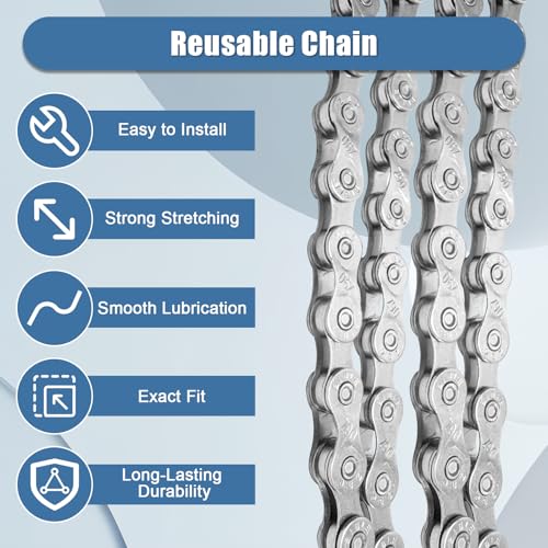 21/24/27 Speed Bicycle Chain for Mountain & Road Bikes - Silver, Adjustable & Durable
