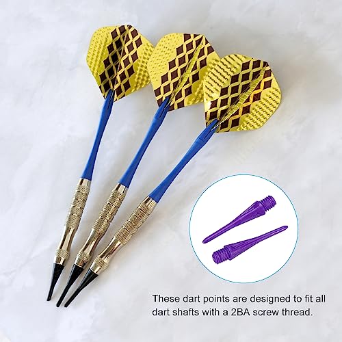 PATIKIL Purple Plastic Dart Tips 2BA Thread Soft Dart Replacement Accessories