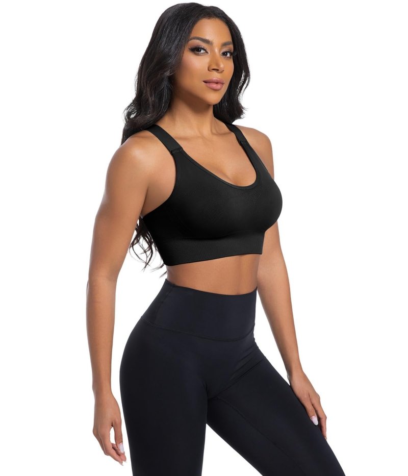 Sports Bras for Women 3 Pack,High Support Racerback Sports Bra Adjustable Straps,High Impact Padded Workout Bras for Yoga Running Athletic Gym Fitness,Black Purple Green Sports Bra Pack