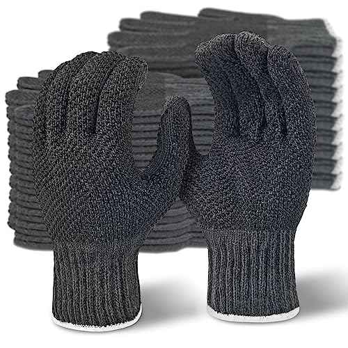 Evridwear Cotton Work Gloves Heavyweight with Anti-Slip Grip Dots,String Knitted Glove for Warehouse Gardening