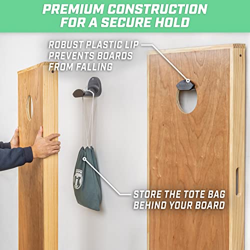 GoSports Wall Mounted Cornhole Board Hangers Set of 2 with Bean Bag Tote