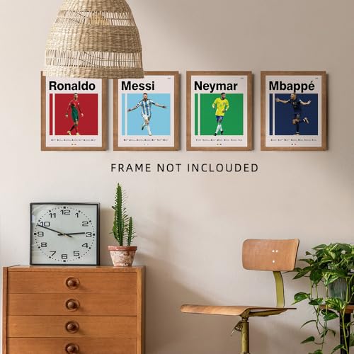 Soccer Poster Set of 4 - Unframed 8x10 Canvas Prints for Kids
