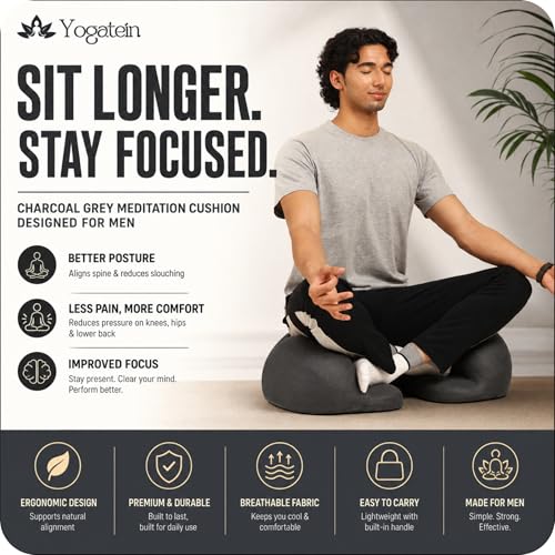Orthopedic Meditation Cushion - Ergonomic Floor Seat for Tailbone Relief - Black