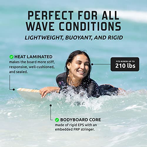 42-Inch Bodyboard - Lightweight EPS Core Quill - Azure