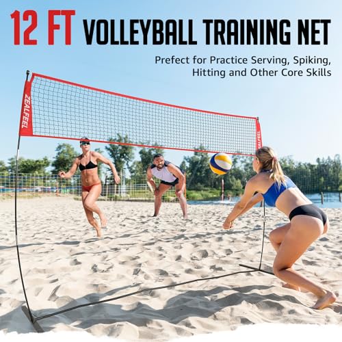 12FT Adjustable Portable Volleyball Net - Freestanding with Carry Bag