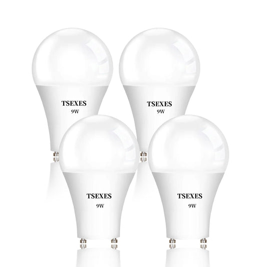 TSEXES GU24 LED Light Bulb,9W(Equivalent 100 Watt),1100 Lumens,Non-Dimmable, A19 Shape 2 Prong Light Bulbs, 2700K Warm White,4 Pack