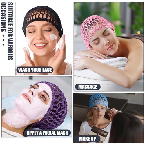 Mesh Crochet Hair Net Set - 4 Pcs in Black, Purple, Blue, Pink