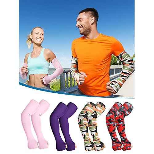 20 Pairs Sun Protection Arm Sleeves Fingerless Gloves Unisex Arm Covers Ice Silk Cooling Sleeves Protective Non-Slip Arm Sleeves for Outdoor Sports Running Cycling Driving, 20 Colors