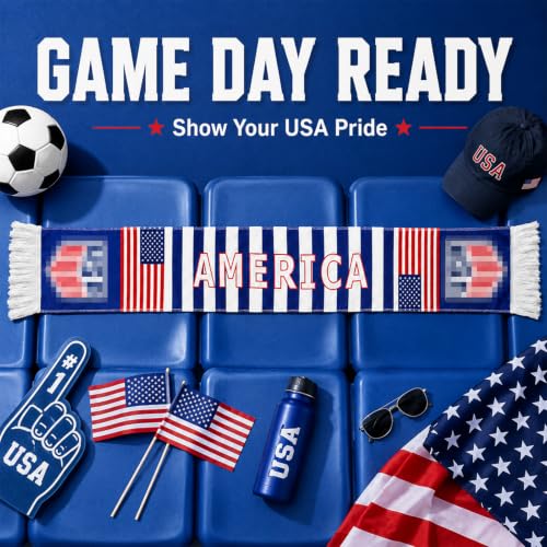 Kytunera USA World Cup Soccer Scarf 53x7 Inch Double-Sided Team Fan Gift