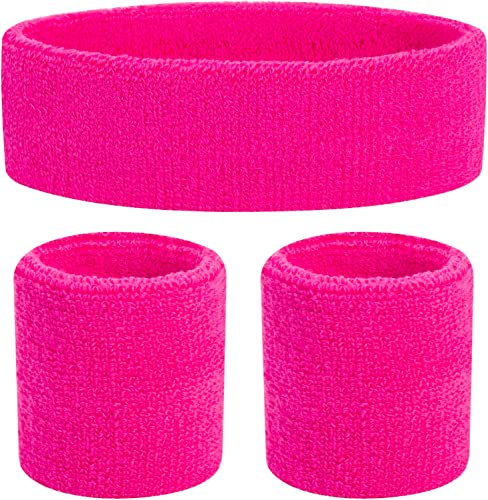 Neon Sweatbands & Wristbands Set - 80s Sports Accessories