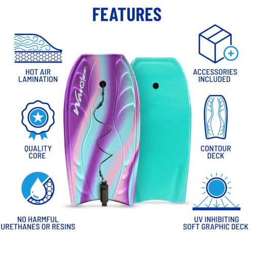 40-Inch Foam Bodyboard with Wrist Leash - Lavender