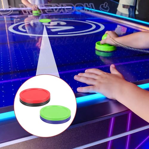 Air Hockey Pucks Set - 8 Durable 2.5 Inch Pucks in Black, Red, Green, Blue