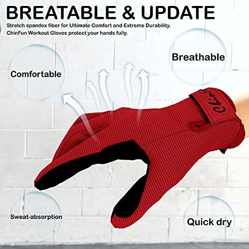 ChinFun Full Finger Workout Gloves for Men - Palm Protection & Grip