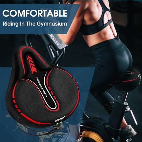 MSDADA Red Large Gel Bike Seat Cover - Extra Soft Cycling Cushion for Men Women