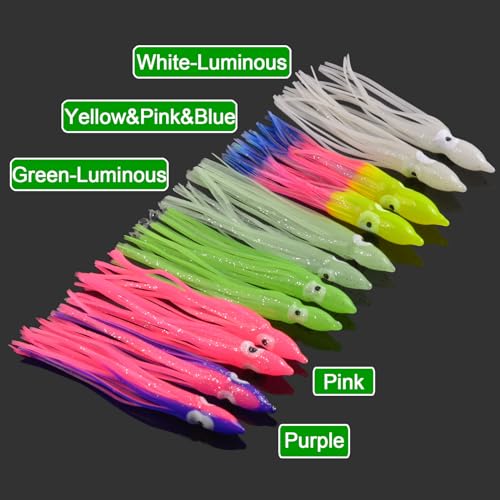 JSHANMEI 30pcs Mixed Color Soft Plastic Octopus Lures 2.75in Saltwater Fishing Baits